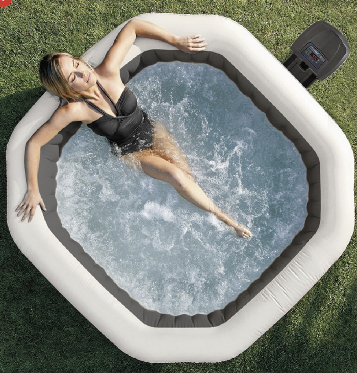 Spa Gonflable – INTEX – Carbone 4 places + Couverture Thermique – DESTOCKAGE – Image 8